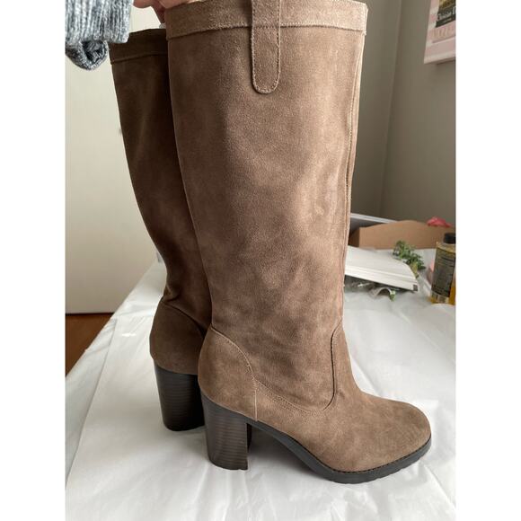 Lauren Ralph Lauren Brown Sable Sport Suede Leather Devona Tall Boot heel 9.5 - Picture 6 of 7